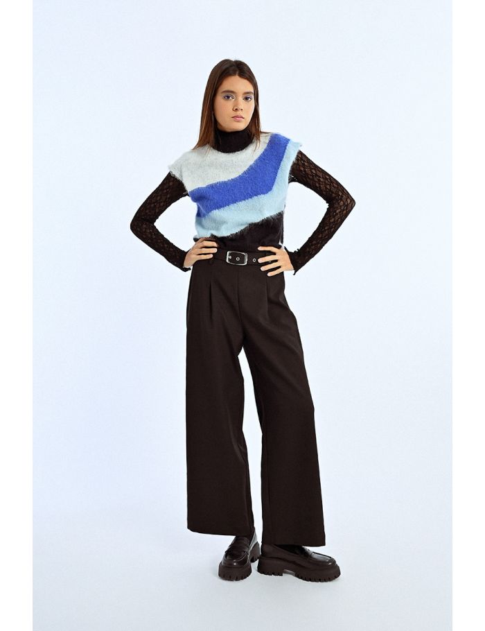 Pantalon large ceinturée