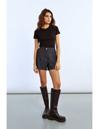 Short en tweed taille haute