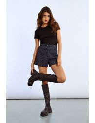 Short en tweed taille haute