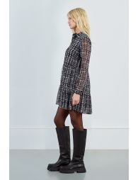 Printed ruffle shirt dress