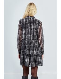 Printed ruffle shirt dress