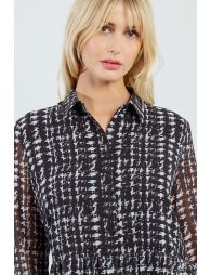Printed ruffle shirt dress