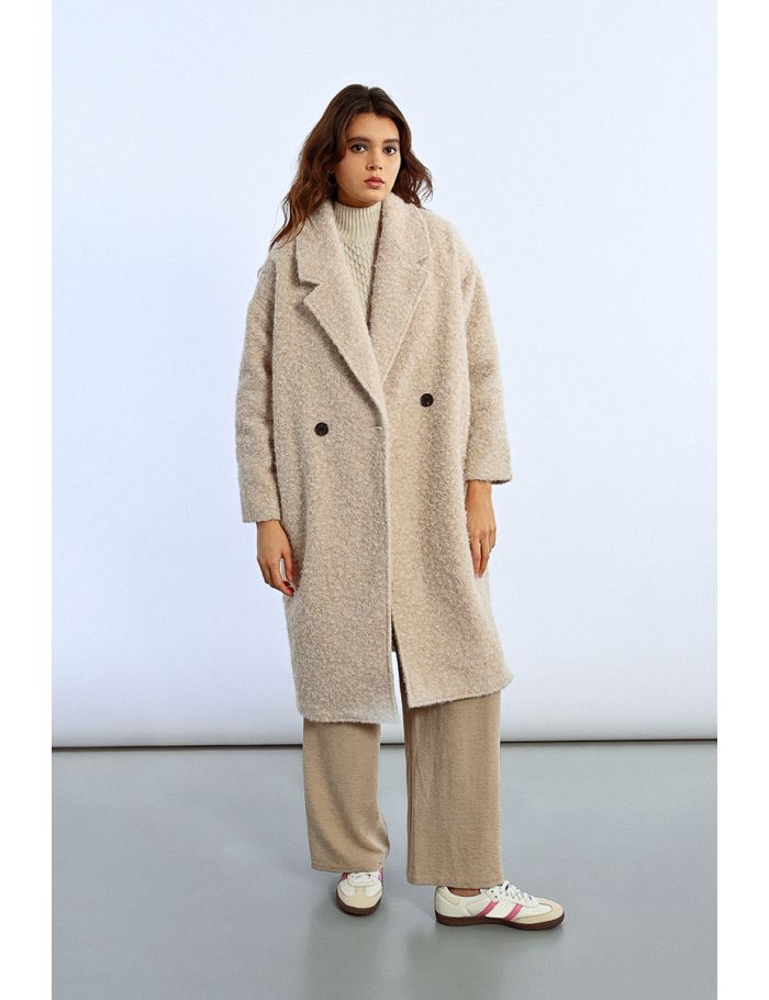Long terry knit coat