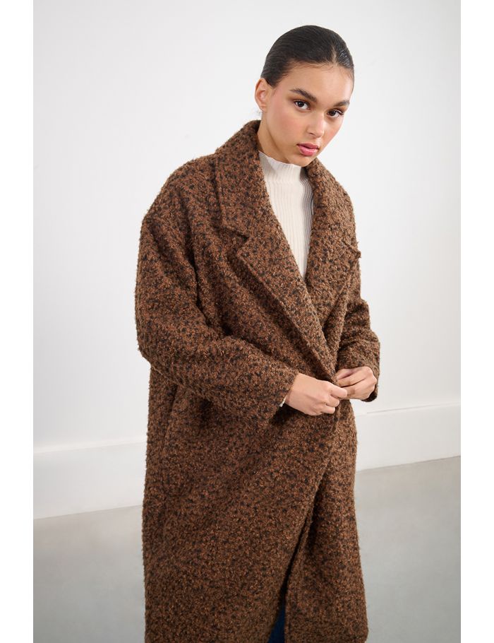 Long manteau en maille bouclette