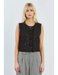 Tweed and rhinestone blazer