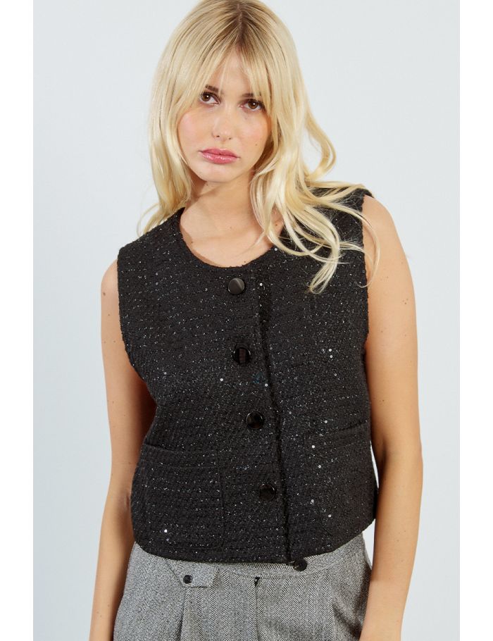 Tweed and rhinestone blazer