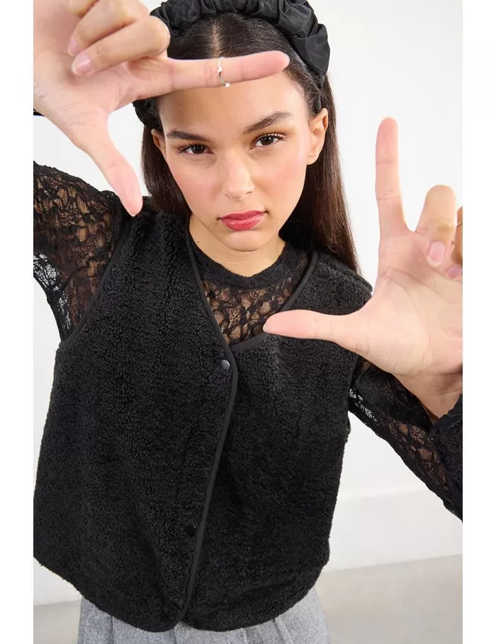 Veste sans manches, imitation mouton