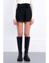 Tweed shorts, tie belt
