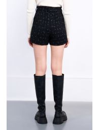 Tweed shorts, tie belt