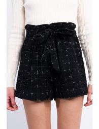 Tweed shorts, tie belt