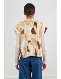 Short faux fur blazer, sleeveless