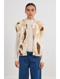 Short faux fur blazer, sleeveless