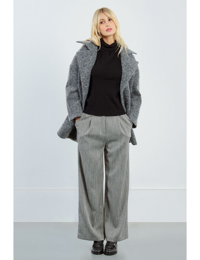 Manteau court, gris chiné