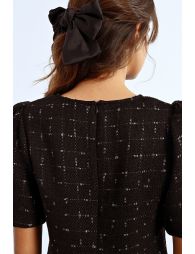 Robe en tweed, manches bouffantes