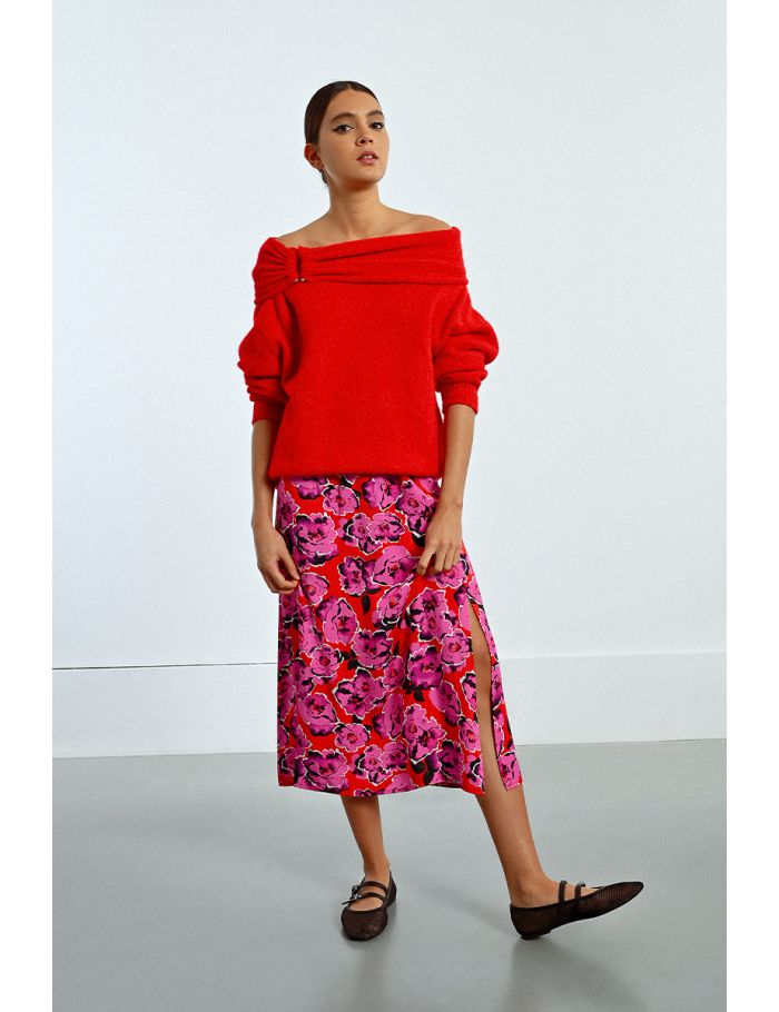 Long printed skirt