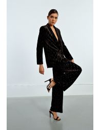 Velvet trousers with rhinestone insert