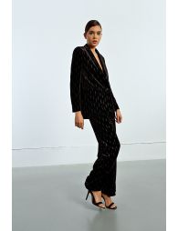Velvet trousers with rhinestone insert