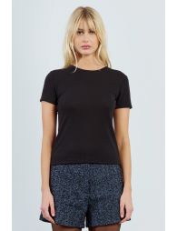 T-shirt crop, manches courtes