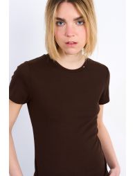 T-shirt crop, manches courtes