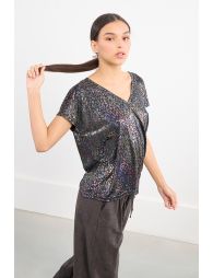 Metallic effect top, lepoard