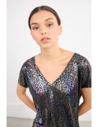 Metallic effect top, lepoard