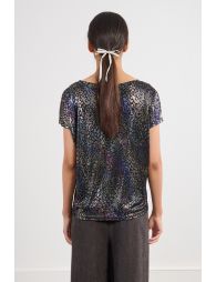 Metallic effect top, lepoard