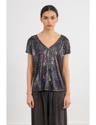 Metallic effect top, lepoard