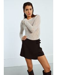 Semi-sheer long-sleeved top