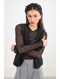 Semi-sheer long-sleeved top