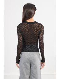 Semi-sheer long-sleeved top