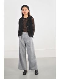 Semi-sheer long-sleeved top