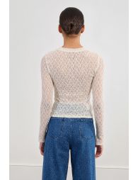 Semi-sheer long-sleeved top
