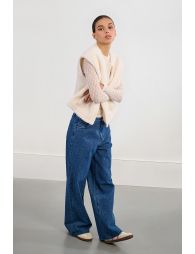 Semi-sheer long-sleeved top