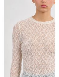 Semi-sheer long-sleeved top