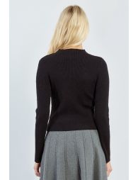 Ribbed long-sleeved sweater, pink details