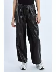 Pantalon large en simili cuir