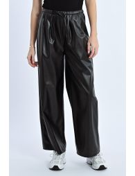 Pantalon large en simili cuir