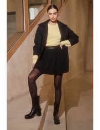 Pleated mini skirt with belt