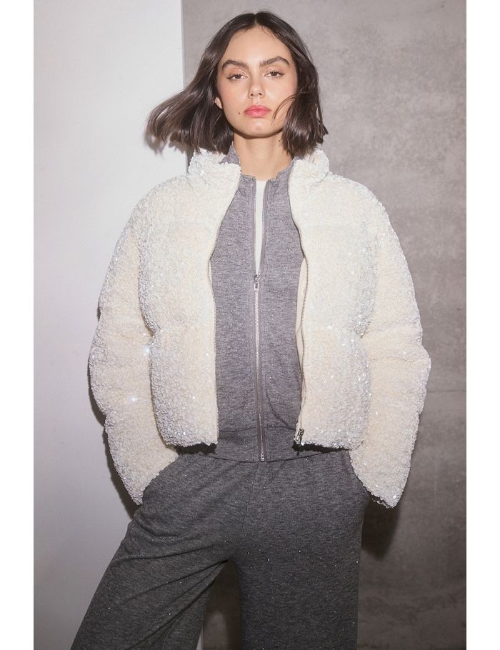 Quilted down jacket with sequins