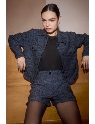 Short en tweed taille haute
