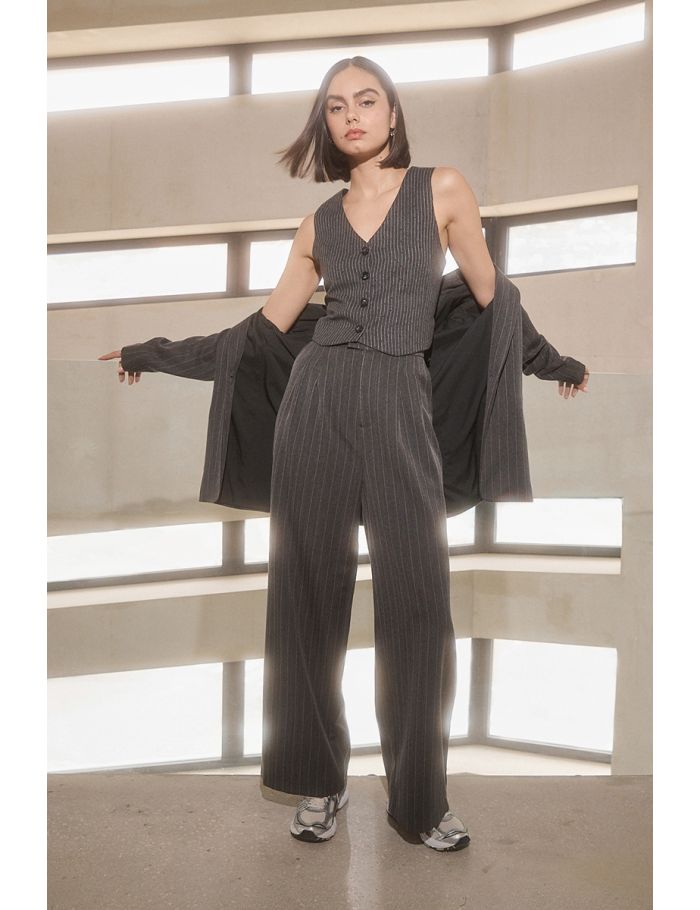 Striped wide-leg trousers