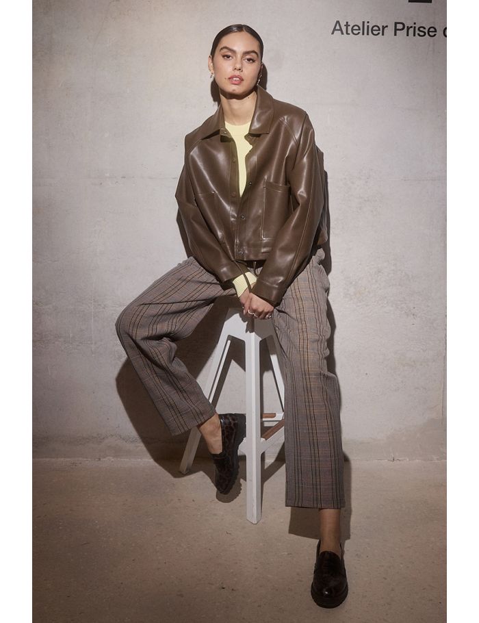 Plaid cigarette pants