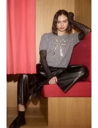 Pantalon large en simili cuir