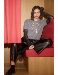 Pantalon large en simili cuir
