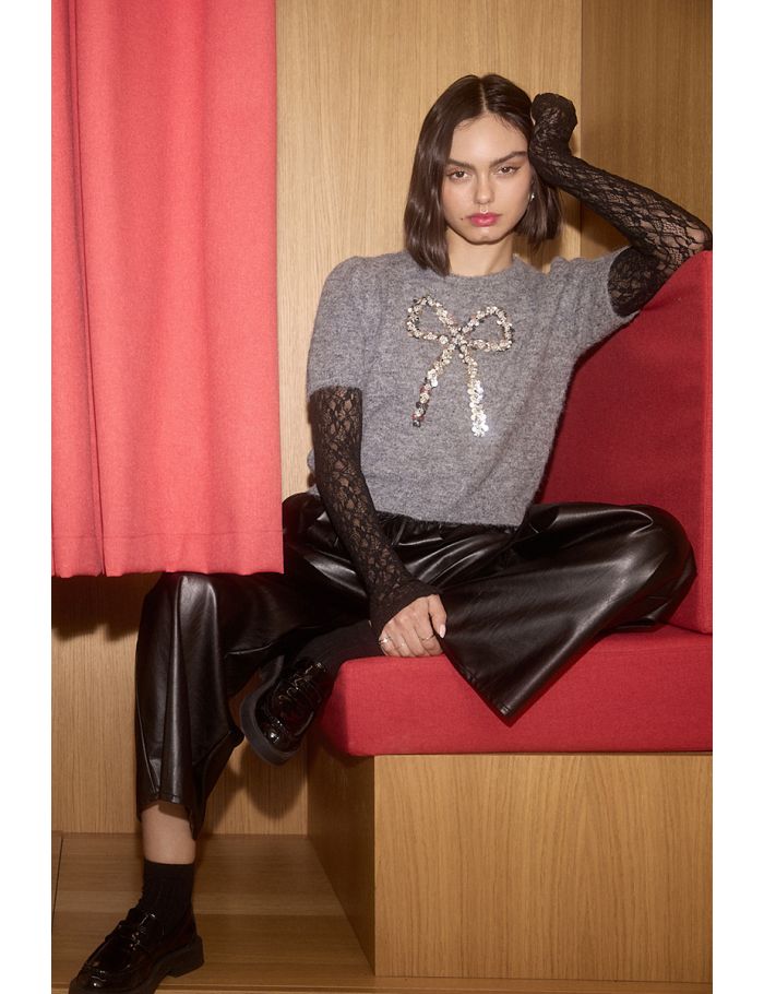 Wide leg trousers in imitation leather