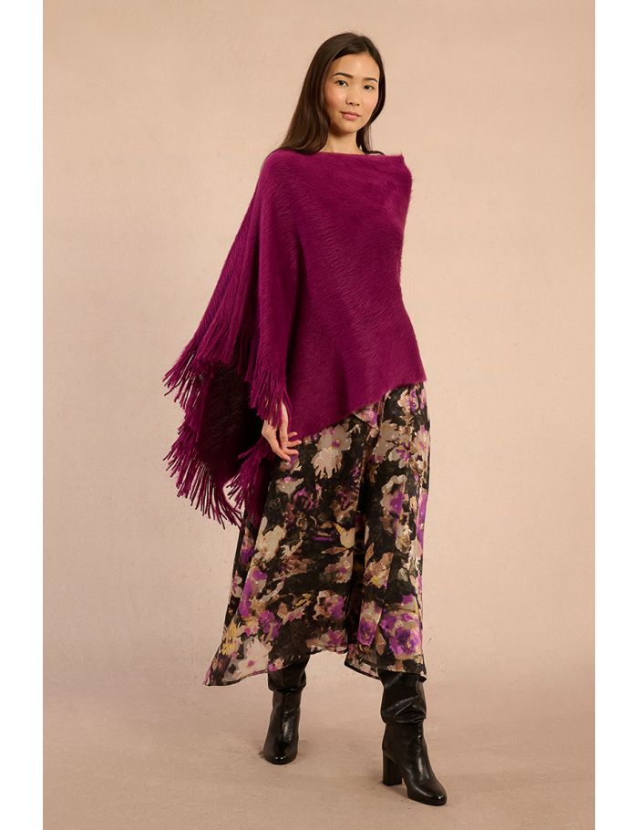 Poncho doux à franges
