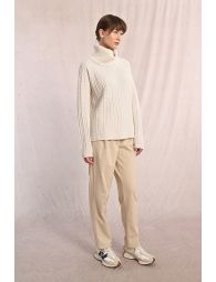 Cable knit sweater with high collar