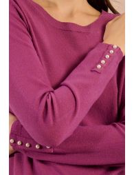 Fine knitted sweater, buttoned