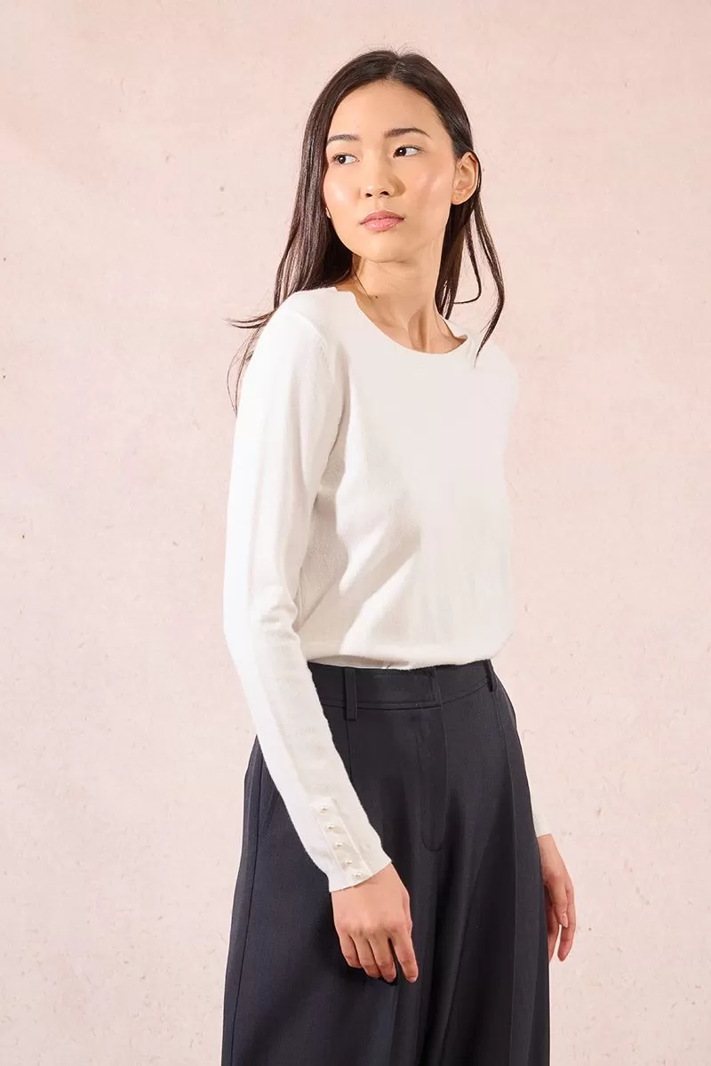 Pull fin en maille, boutonné