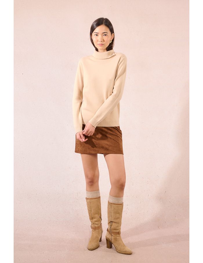 Button-down turtleneck sweater